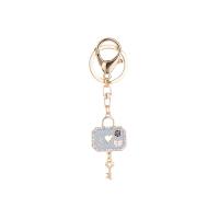 Enamel Zinc Alloy Key Chain, Lock and Key, gold color plated, for woman 