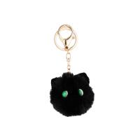 Zinc Alloy Key Chain Jewelry, Plush, with Zinc Alloy, Cat, gold color plated, cute & for woman 