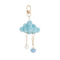 Zinc Alloy Key Chain Jewelry, Plush, with Plastic Pearl & Zinc Alloy, Cloud, gold color plated, for woman 