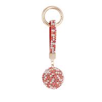 Rhinestone Zinc Alloy Key Chain, Round, gold color plated, for woman & with rhinestone 