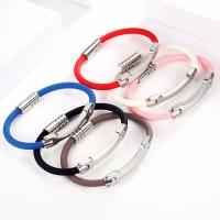 Silicone Stainless Steel Bracelets, Titanium Steel, with Silicone, plated, fashion jewelry & Unisex 