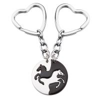 Stainless Steel Key Chain, 304 Stainless Steel, Horse, plated, 2 pieces & fashion jewelry, silver color, 25mm 