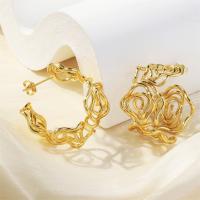 Brass Stud Earring, plated, fashion jewelry & for woman, gold [