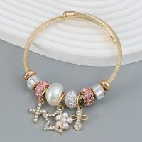 Acrylic Zinc Alloy Bangle, with Acrylic, fashion jewelry & for woman & with rhinestone, gold Approx 23.5 cm [