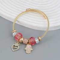 Acrylic Zinc Alloy Bangle, with Acrylic, fashion jewelry & for woman & with rhinestone, gold Approx 23.5 cm 
