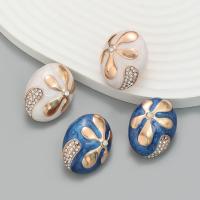 Enamel Zinc Alloy Stud Earring, with enamel, fashion jewelry & for woman & with rhinestone 
