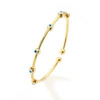Evil Eye Jewelry Bracelet, Brass, real gold plated, for woman & enamel 