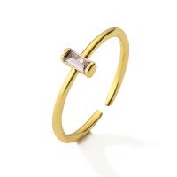 立方のジルコン真鍮指のリング, 銅, 純正ゴールド, マイクロパヴェジルコニア & 女性用, 無色, 売り手 ペア