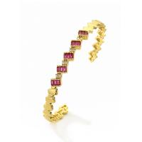 Ouverture Bracelets en cuivre, laiton, Plaqué d'or, pavé de micro zircon & pour femme, plus de couleurs à choisir, Vendu par PC