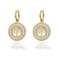 Titanium Steel Earrings, plated, micro pave cubic zirconia & for woman 