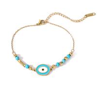 Evil Eye Bracelet Bijoux, Acier titane, avec turquoise, Placage, styles différents pour le choix & pour femme & émail, doré, Vendu par PC