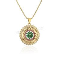 Cubic Zircon Micro Pave Brass Necklace, with 5CM extender chain, real gold plated & micro pave cubic zirconia & for woman, gold Approx 45 cm [