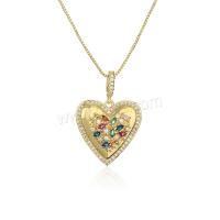 Cubic Zircon Micro Pave Brass Necklace, real gold plated & micro pave cubic zirconia & for woman, golden 