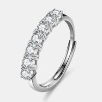 Cubic Zirconia Micro Pave Sterling Silver Finger Ring, 925 Sterling Silver, with Moissanite, Adjustable & fashion jewelry & micro pave cubic zirconia & for woman, US Ring 