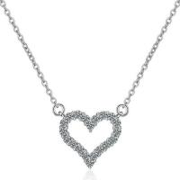 Sterling Silver Jewelry Necklace, 925 Sterling Silver, with Moissanite, with 5cm extender chain, fashion jewelry Approx 41 cm 