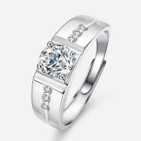 Cubic Zirconia Micro Pave Sterling Silver Finger Ring, 925 Sterling Silver, with Moissanite, fashion jewelry & micro pave cubic zirconia & for man, US Ring 