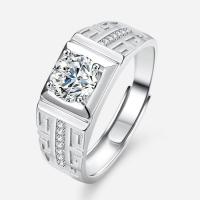 Cubic Zirconia Micro Pave Sterling Silver Finger Ring, 925 Sterling Silver, with Moissanite, fashion jewelry & micro pave cubic zirconia & for man, US Ring 