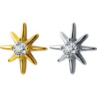 Sterling Silver Stud Earring, 925 Sterling Silver, Eight Point Star, plated, with plastic earnut & Korean style & for woman & with rhinestone 7mm 