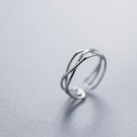 Стерлингового серебра кольцо, Серебро 925 пробы, Корейский стиль & регулируемый & Женский & отверстие, серебряный, 4mm, 1.5mm, размер:5-7, продается PC