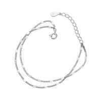 Sterling Silver Bracelets, 925 Sterling Silver, with 1.6inch extender chain, plated, Double Layer & Korean style & for woman 1.5mm Approx 5.5 Inch 