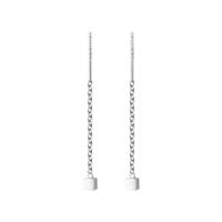 Sterling Silver Thread Through Earrings, 925 Sterling Silver, Cube, plated, Korean style & for woman 
