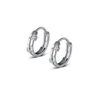 Sterling Silver Huggie Hoop Earring, 925 Sterling Silver, plated, Korean style & for woman & with rhinestone 