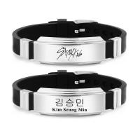 Silicone Stainless Steel Bracelets, with 304 Stainless Steel, Unisex & with letter pattern Approx 8.7 Inch [