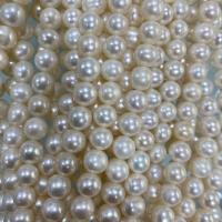 Natürliche Süßwasser, lose Perlen, Natürliche kultivierte Süßwasserperlen, Etwas rund, DIY, weiß, 8-9mm, Länge:ca. 37 cm, verkauft von Strang[