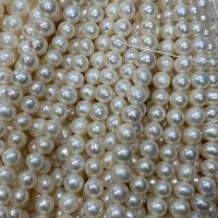 Natürliche Süßwasser, lose Perlen, Natürliche kultivierte Süßwasserperlen, Etwas rund, DIY, weiß, 6-7mm, Länge:ca. 37 cm, verkauft von Strang[