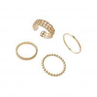 Brass Ring Set, real gold plated, 4 pieces & fashion jewelry & for woman, golden, 17mm 