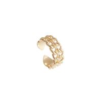 Палец кольцо-латунь, Латунь, плакированный настоящим золотом, ювелирные изделия моды & Женский, Золотой, 17mm, продается PC