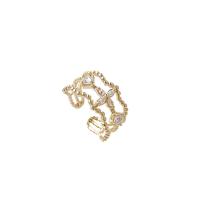 Befestigter Zirkonia Messingring Fingerring, Messing, vergoldet, Modeschmuck & Micro pave Zirkonia & für Frau, goldfarben, 17mm, verkauft von PC