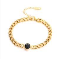 Titanium Steel Bracelet & Bangle, gold color plated, fashion jewelry & for woman, golden Approx 22 cm 