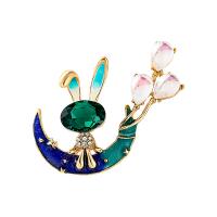Crystal Brooch, Zinc Alloy, with Crystal, gold color plated, fashion jewelry & for woman & enamel & with rhinestone, mixed colors 