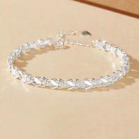 Sterling Silver Bracelets, 925 Sterling Silver, with 1.37inch extender chain, fashion jewelry & for woman Approx 6.3 Inch 