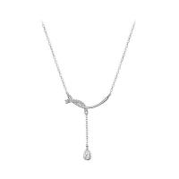 Cubic Zirconia Micro Pave Sterling Silver Necklace, 925 Sterling Silver, with 1.97inch extender chain, fashion jewelry & micro pave cubic zirconia & for woman Approx 16.14 Inch 