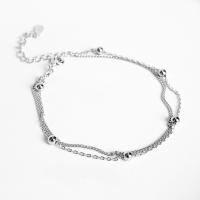 Sterling Silver Bracelets, 925 Sterling Silver, with 1.38inch extender chain, Double Layer & fashion jewelry & Unisex Approx 6.1 Inch 