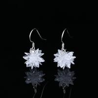 Cubic Zirconia Micro Pave Sterling Silver Earring, 925 Sterling Silver, Flower, fashion jewelry & micro pave cubic zirconia & for woman 