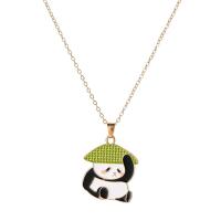 Enamel Zinc Alloy Necklace, with 2.36inch extender chain, Panda, KC gold color plated, fashion jewelry & for woman Approx 15.75 Inch 