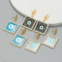 Evil Eye Earrings, Zinc Alloy, with Resin, fashion jewelry & for woman & with rhinestone 