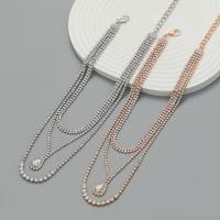Fashion Multi Layer Necklace, Zinc Alloy, with 5.59inch extender chain, three layers & for woman & with rhinestone Approx 12.24 Inch 