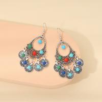 Glass Zinc Alloy Earring, with Seedbead, handmade, fashion jewelry & for woman, multi-colored, 80mm 