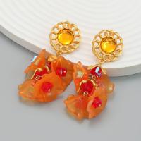 Resin Zinc Alloy Earring, with Resin, Flower, fashion jewelry & for woman [