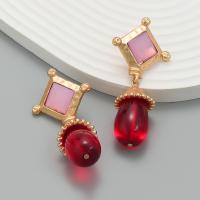 Resin Zinc Alloy Earring, with Resin, plated, fashion jewelry & for woman [