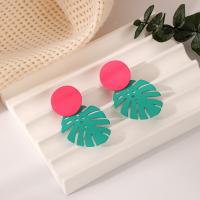 Zinc Alloy Stud Earring, Leaf, painted, fashion jewelry & for woman 