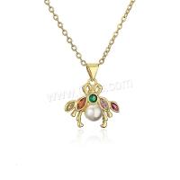 Brass Cubic Zirconia Necklace, with Plastic Pearl, with 5CM extender chain, plated & micro pave cubic zirconia & for woman, golden Approx 45 cm 