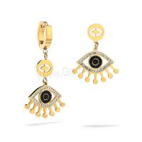 Evil Eye Earrings, Titanium Steel, plated, micro pave cubic zirconia & for woman, golden 
