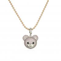 Cubic Zircon Micro Pave Brass Necklace, Bear, plated, micro pave cubic zirconia & for woman [