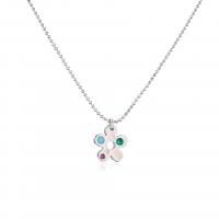 Cubic Zircon Micro Pave Brass Necklace, Flower, plated & micro pave cubic zirconia & for woman 