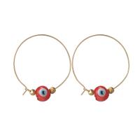 Evil Eye Earrings, 304 Stainless Steel, with Resin, 14K gold plated, fashion jewelry & for woman 34mm 